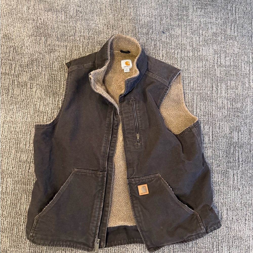 Carhartt Dark Gray Vest with Sherpa Lining